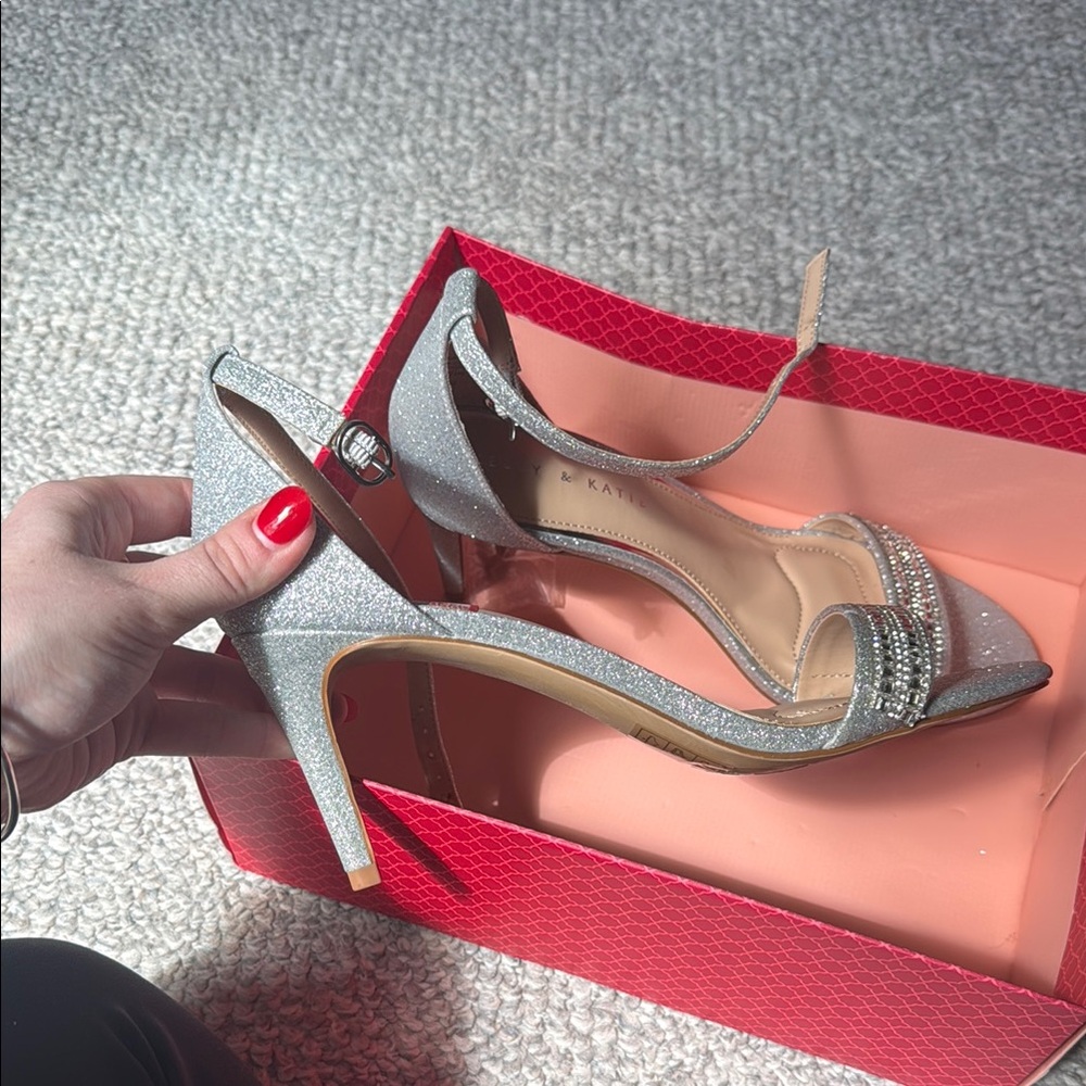 Kelly & Katie Silver Strappy Heels for Formal Occasions